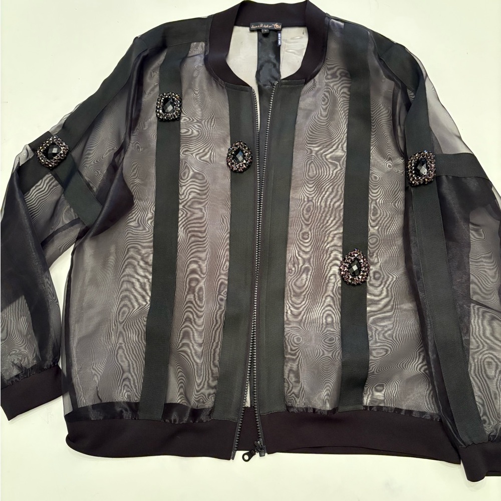 Jane & John by Tricotto Sheer Jacket w Vintage Rhinestones XL - Picture 9 of 14